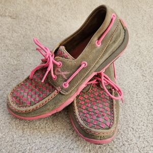Twisted X Womens Low Tie Tough Enough To Wear Pink Driving Moc - 6.5